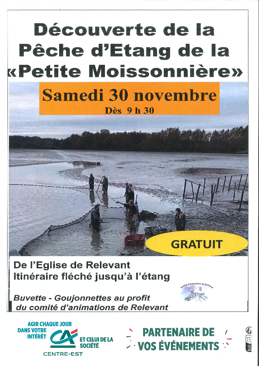 PÊCHE D’ÉTANG - SAMEDI 30 NOVEMBRE 2024 DES 9 H 30.