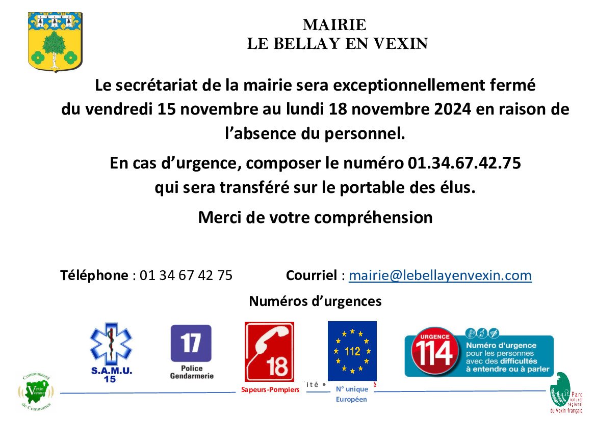 Absence du Secrétariat de Mairie