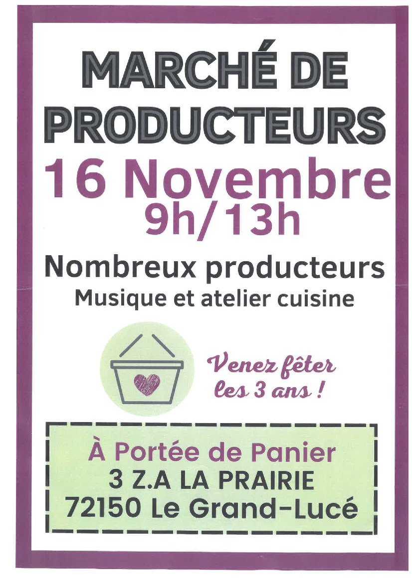 Marché de producteurs 16 novembre Le Grand Lucé