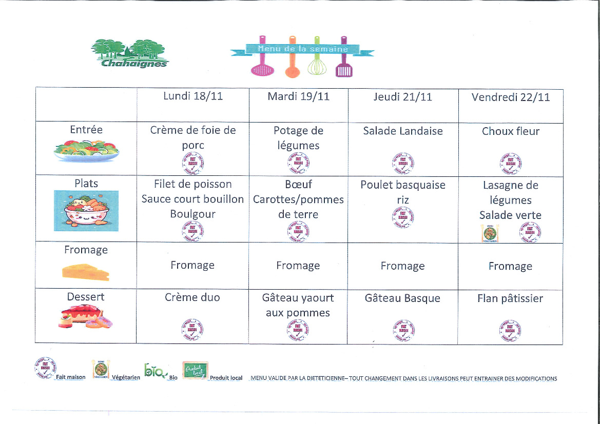 MENU CANTINE CHAHAIGNES