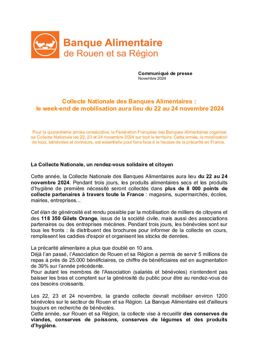 Collecte nationale des banques alimentaires