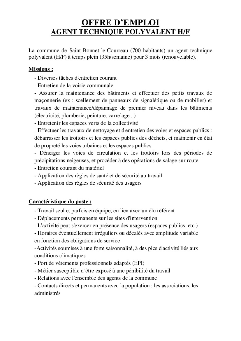 Offre d'emploi