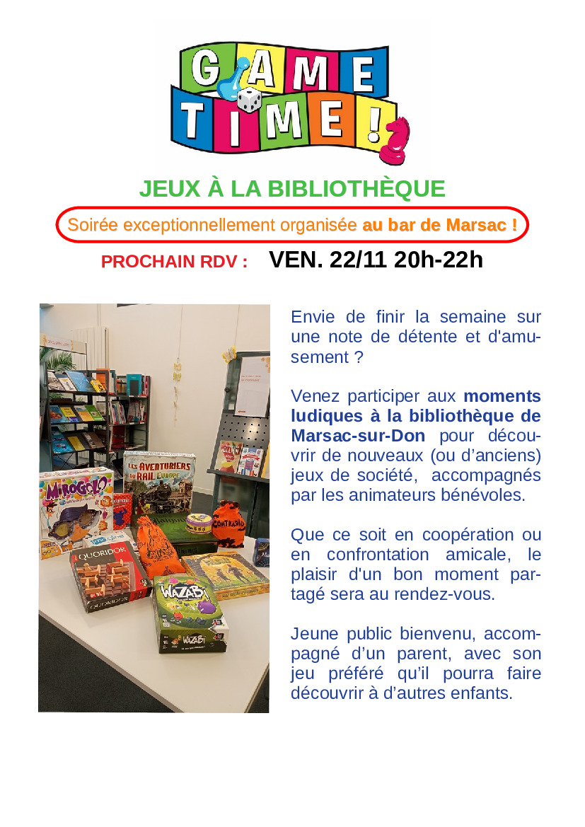 Soirée jeux : 22 novembre 2024