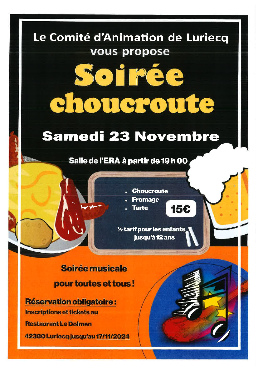 Soirée choucroute le 23 novembre 2024