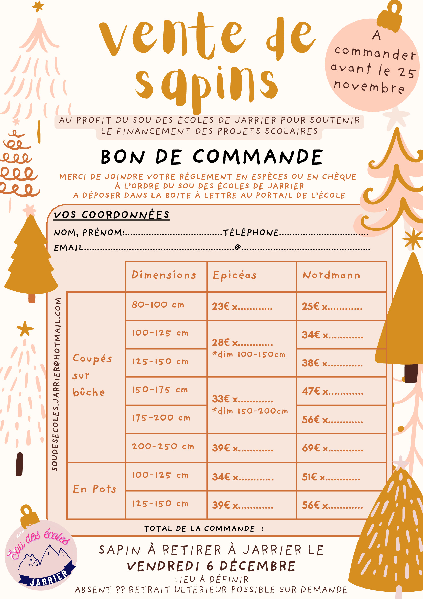 🌲VENTE DE SAPINS AU PROFIT DU SOUS DES ECOLES 🌲