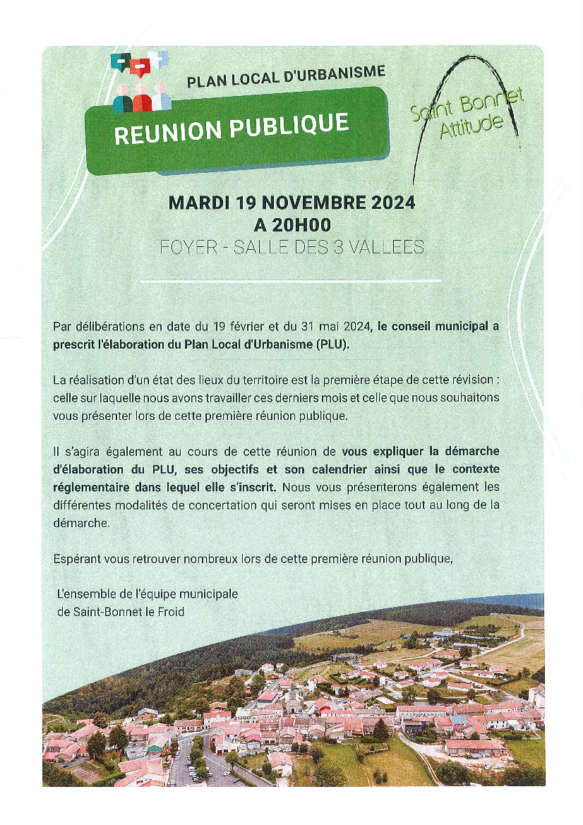 REUNION PUBLIQUE PLAN LOCAL D URBANISME