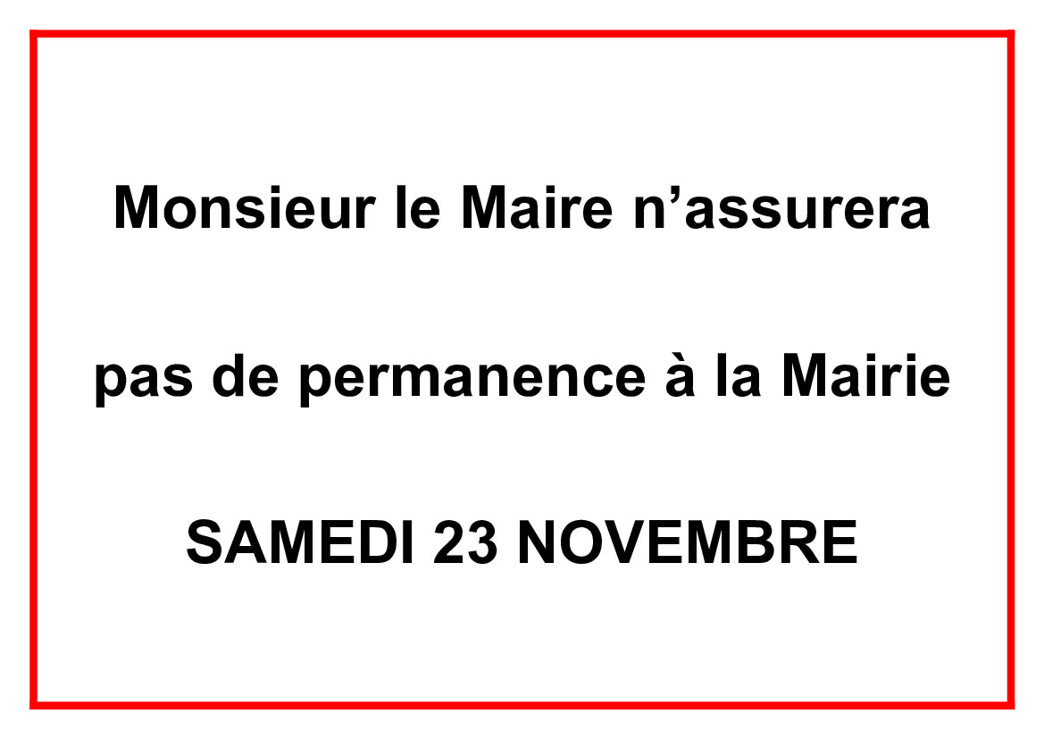 Permanence du Maire