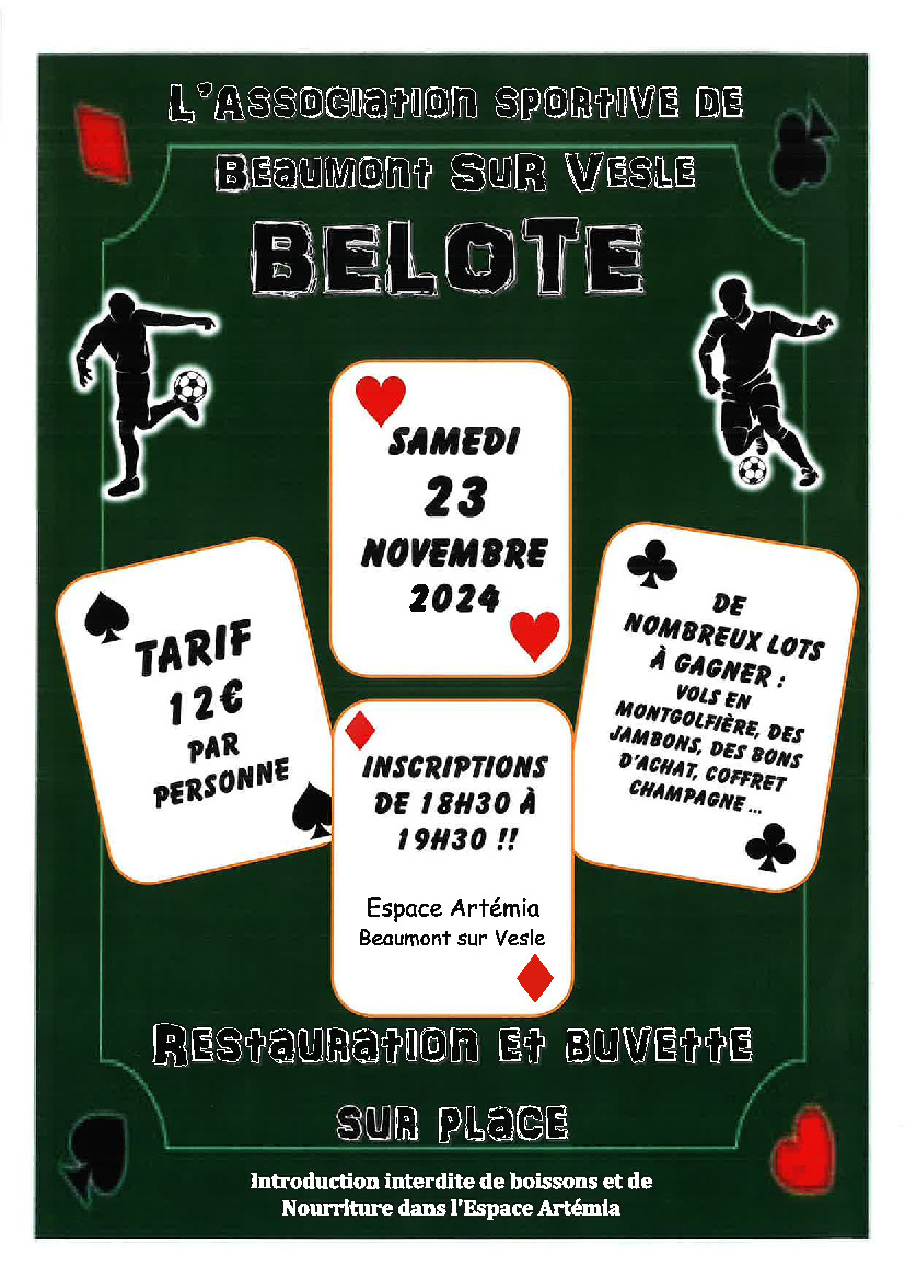 Tournoi de belote 23 novembre