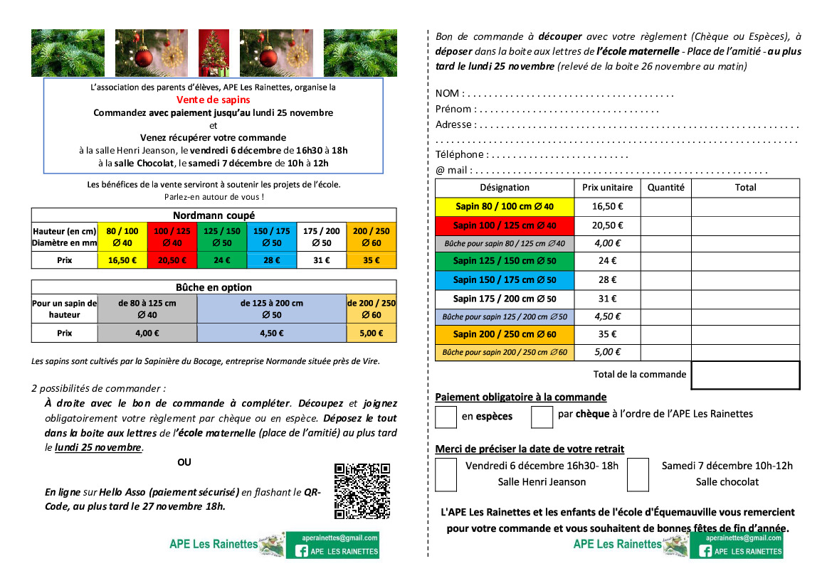 Vente de sapins