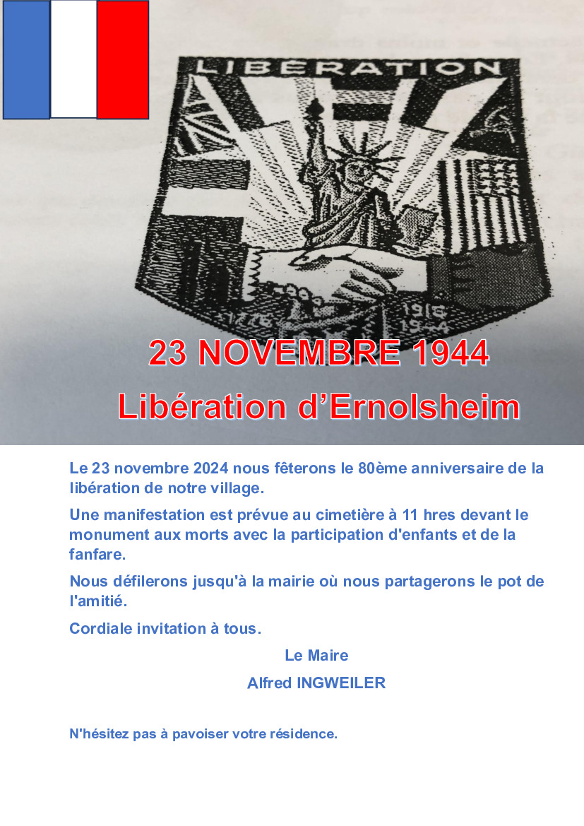 80ème ANNIVERSAIRE de la LIBERATION d'ERNOLSHEIM