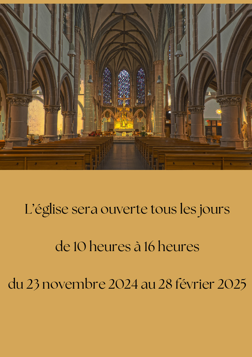 Nouveaux horaires d'ouverture de l'église