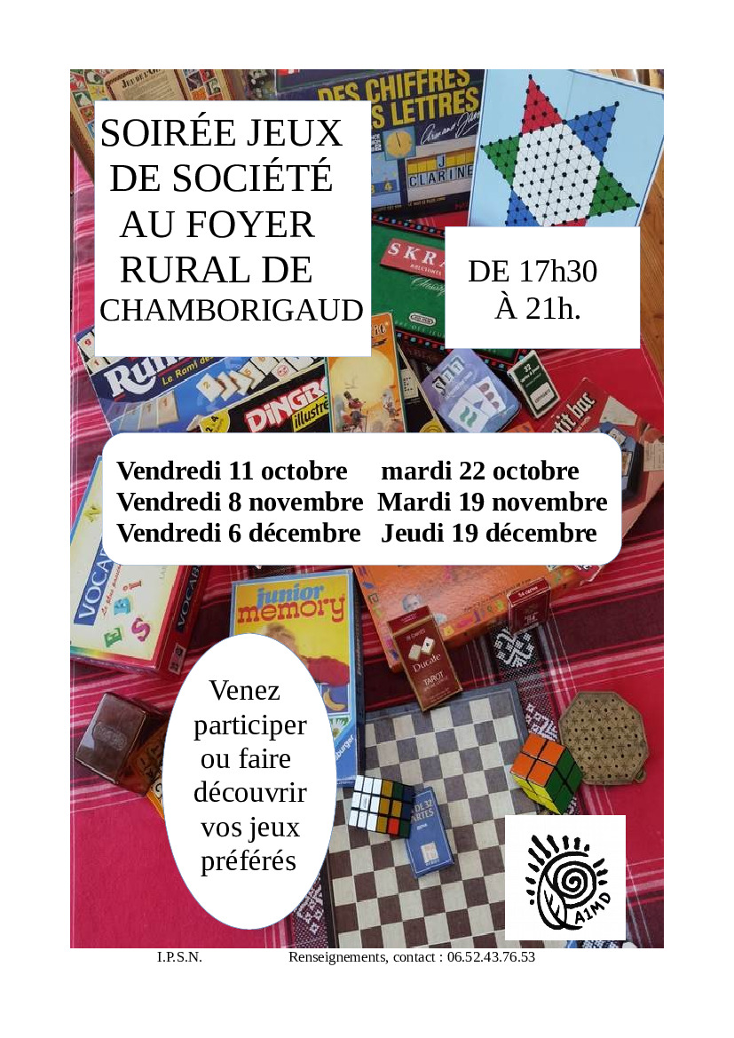 Soirées de jeux de société à Chamborigaud