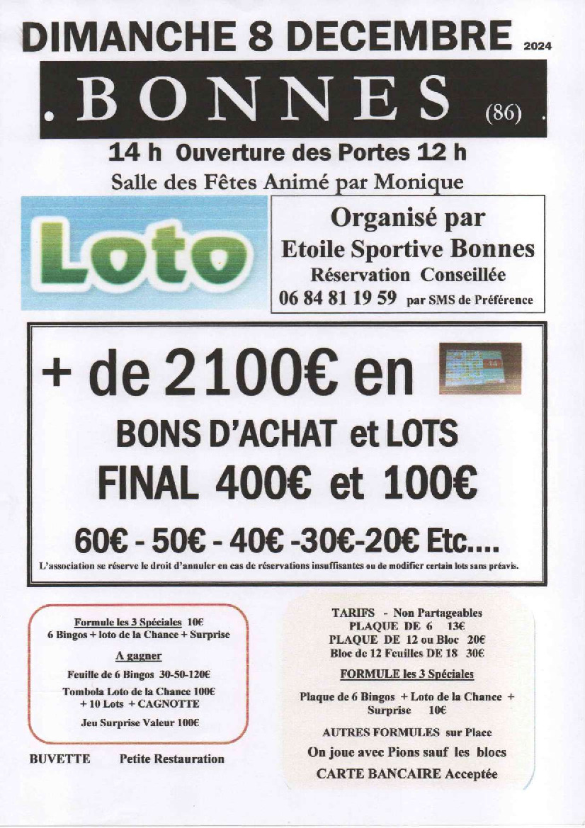 🎉 Loto de l'Étoile Sportive de Bonnes