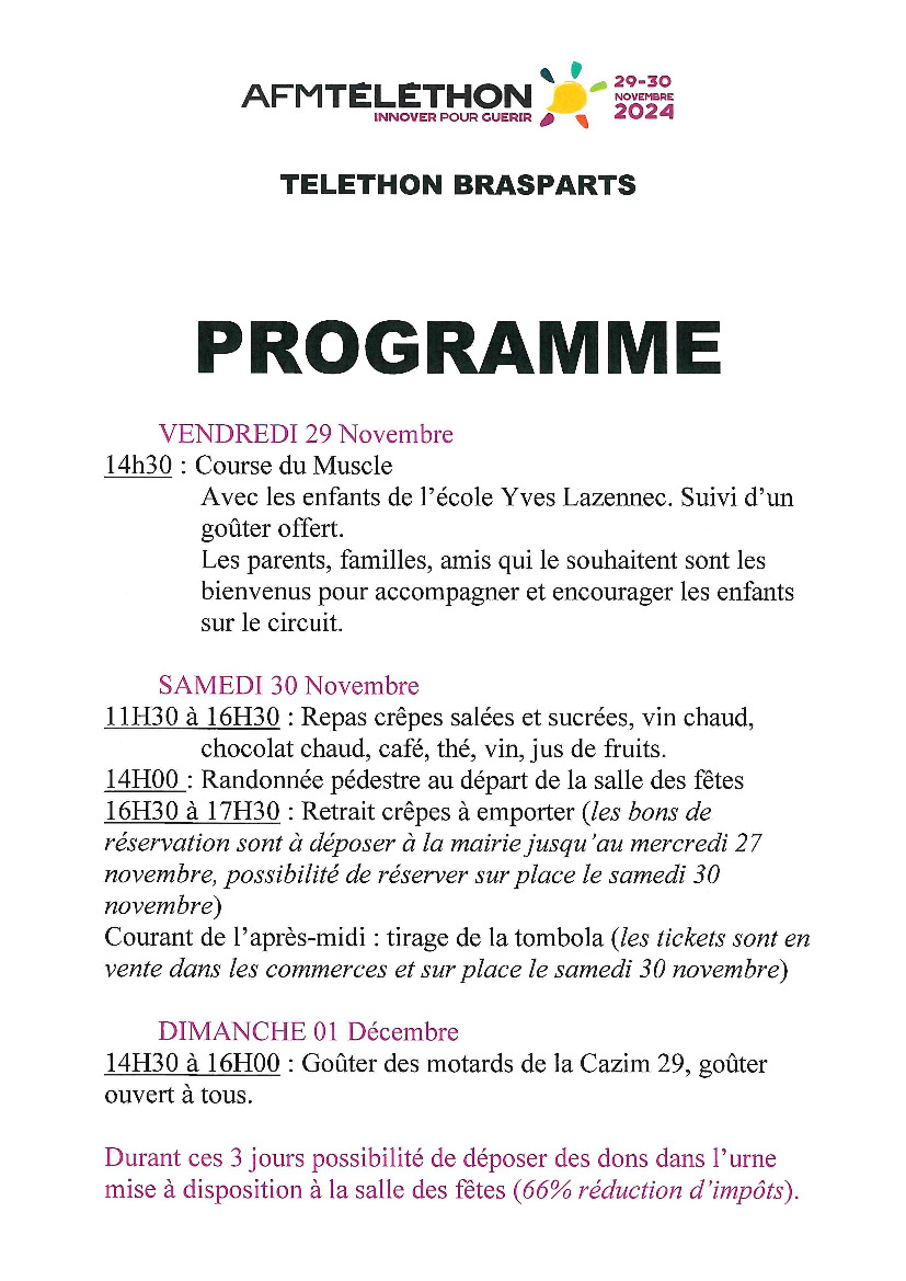 Téléthon 2024 - Programme