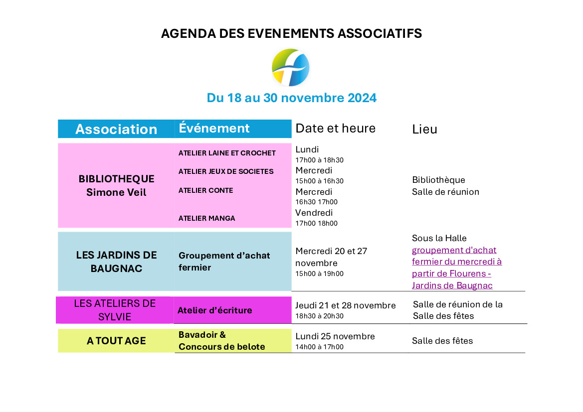 Agenda manifestations associations