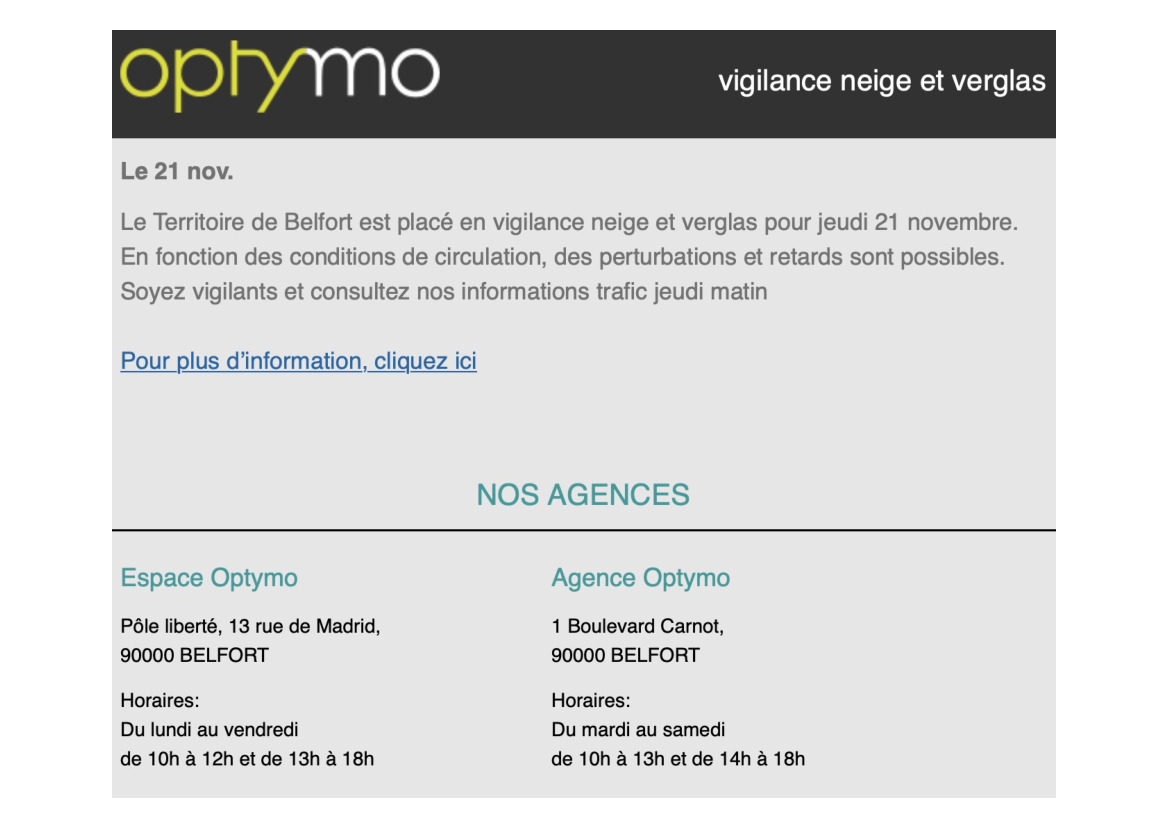 OPTYMO : Vigilance neige et Verglas