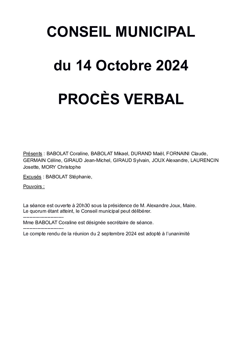 Compte rendu conseil municipal