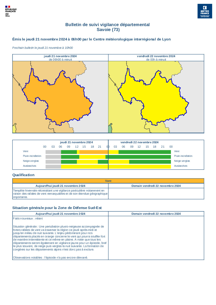 Vigilance Météo avancée à 13:00