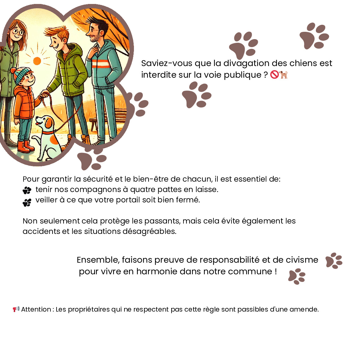 🐶 Pour le bien-être de tous, tenons nos chiens en laisse !