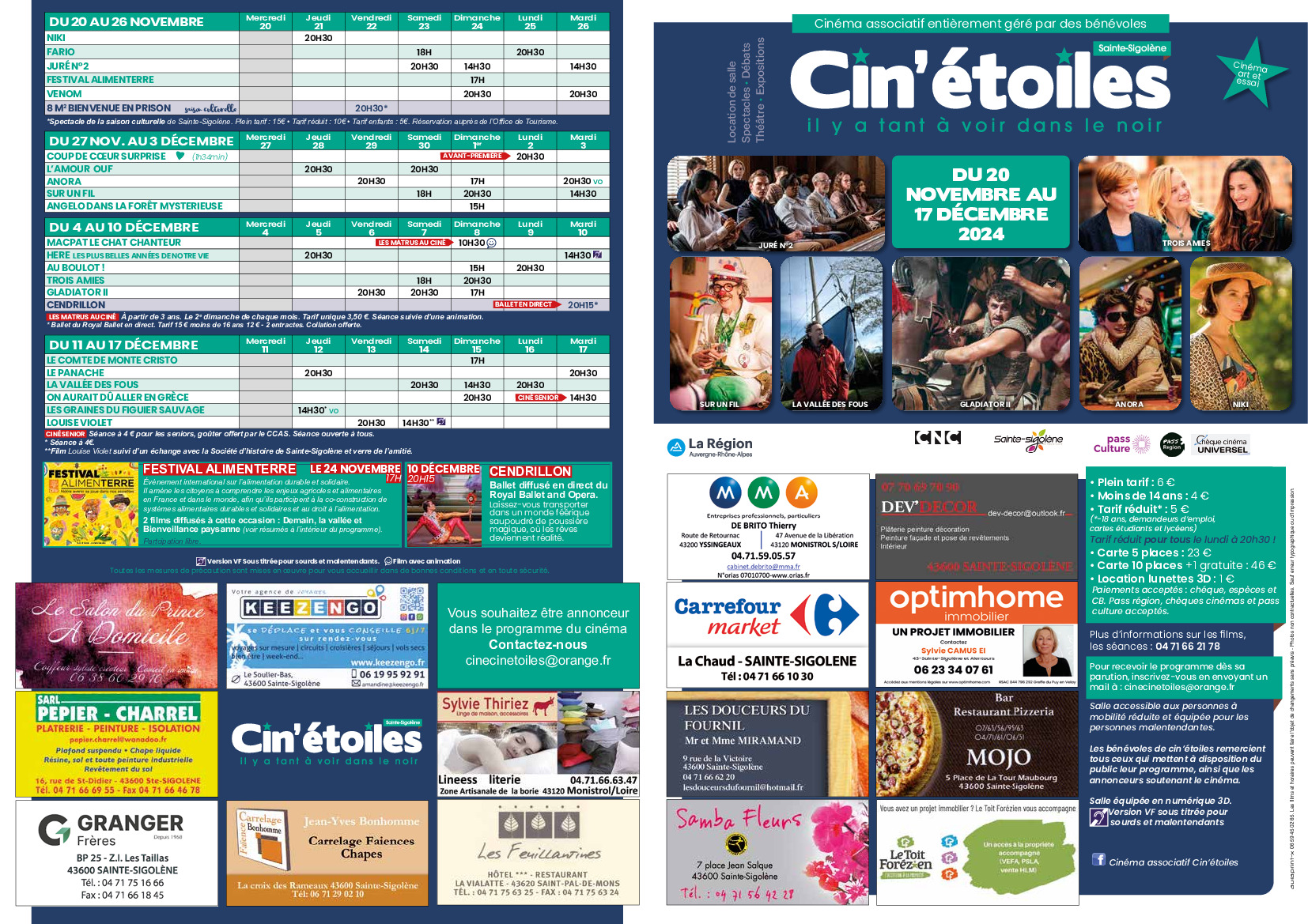 📽️🍿 Programme du Cin'étoiles