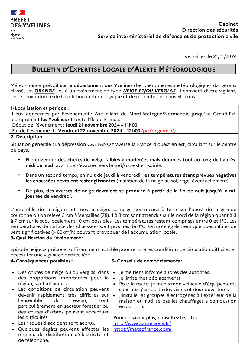 Vigilance météorologique ORANGE - prolongement