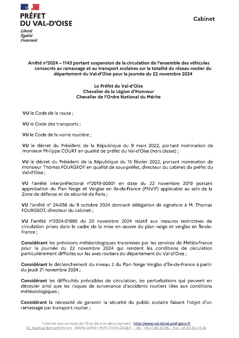 suspension circulation  transports scolaires le 22 novembre