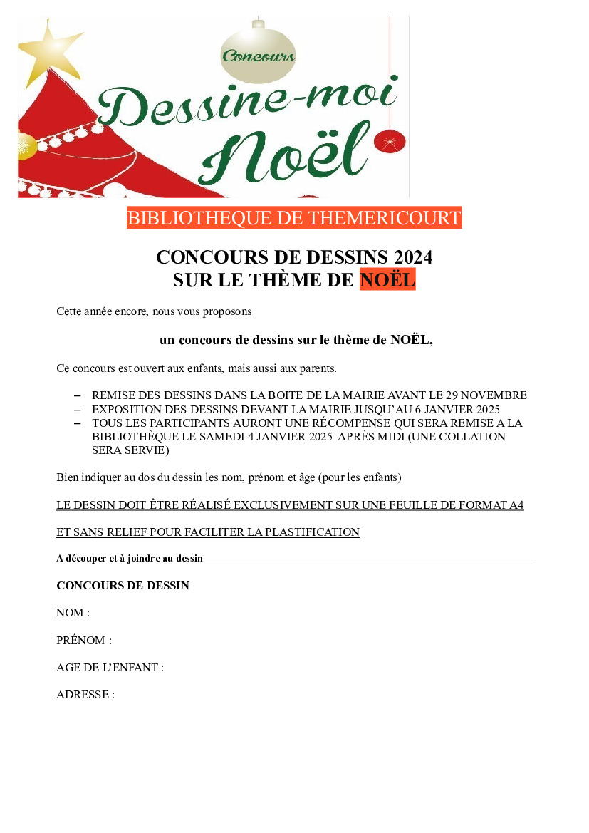 NOEL 2024 : CONCOURS DE DESSINS