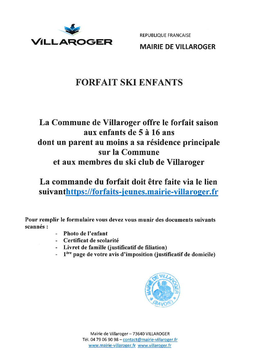 FORFAIT SKI ENFANTS