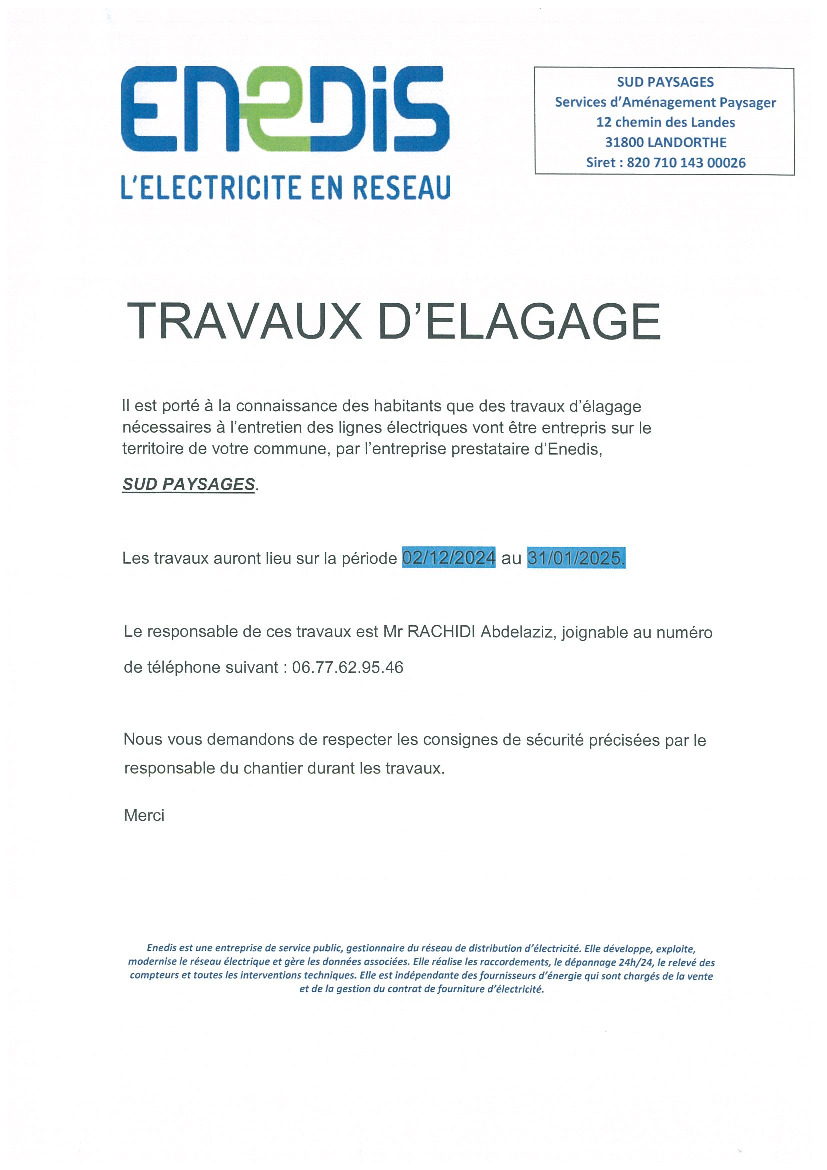 Travaux d'élagage