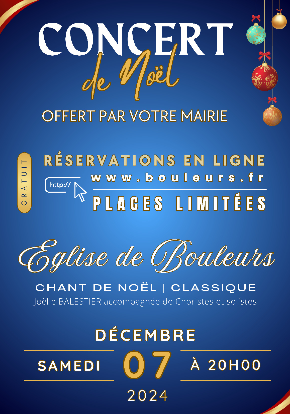 Concert de Noël gratuit - Samedi 7 Décembre 2024