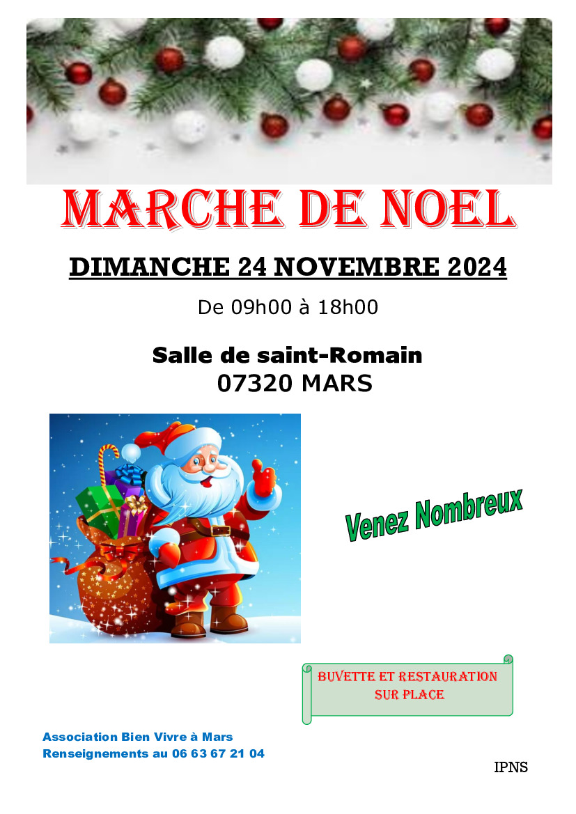 Marché de NOEL dimanche 24 novembre 2024