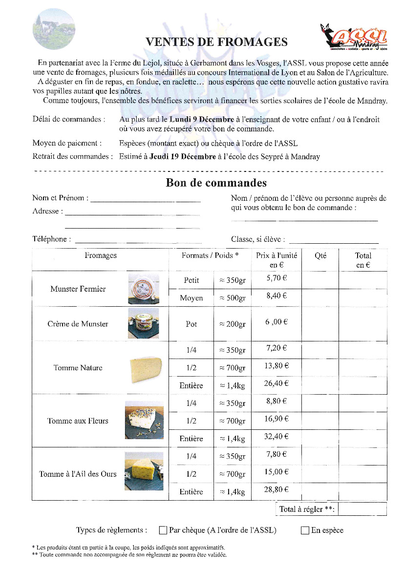 Vente de Fromages ASSL