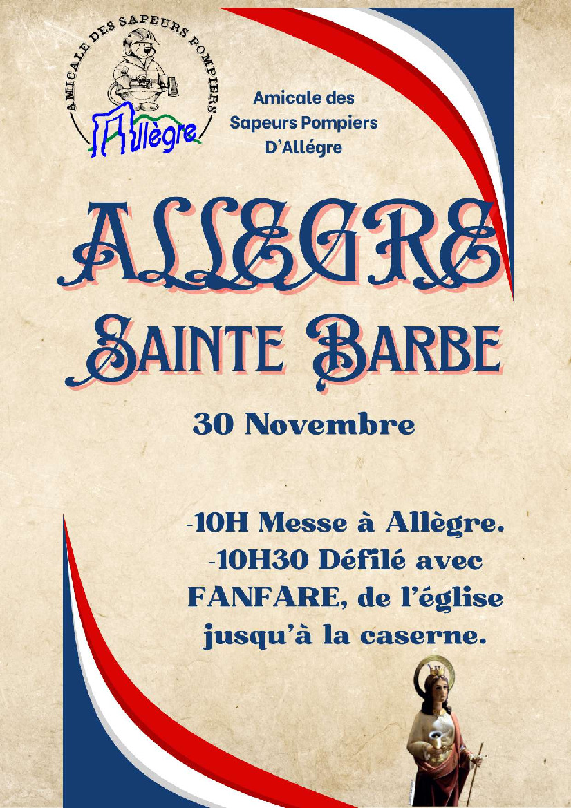 Sainte Barbe le samedi 30 novembre