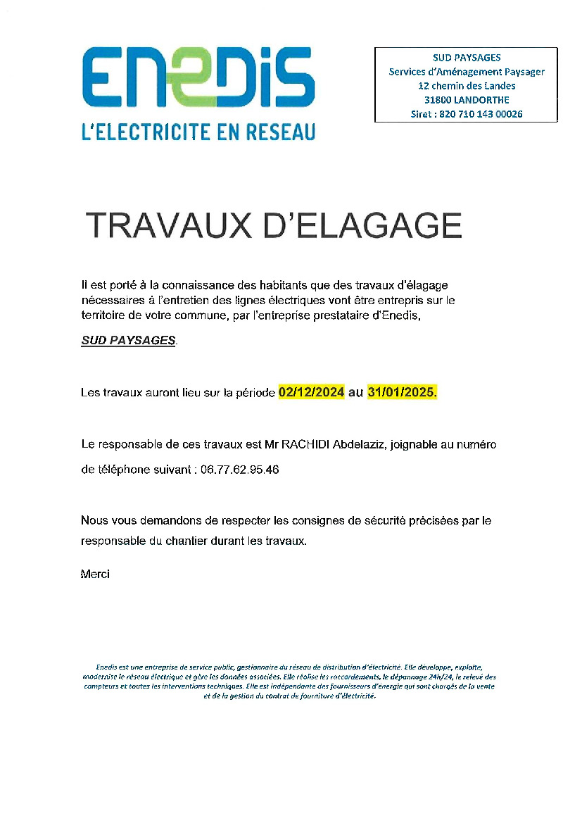 Travaux d'élagage