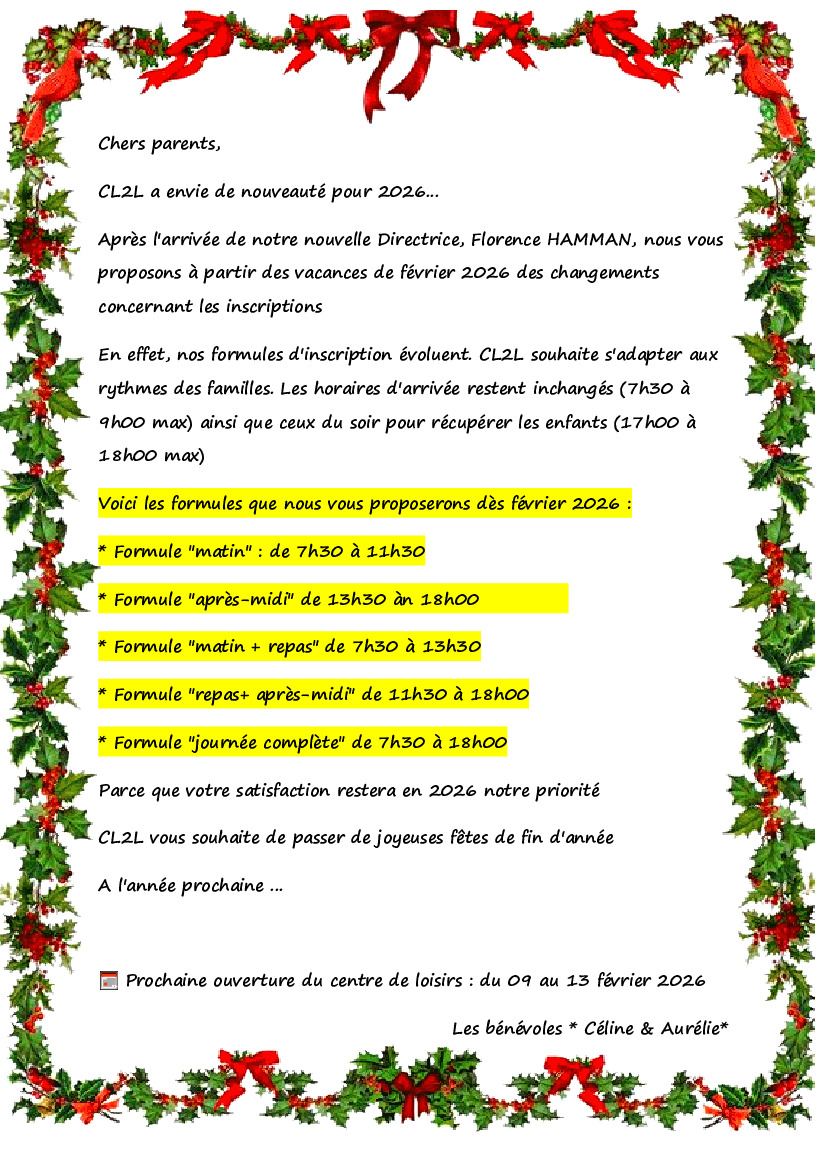 NOUVEAUTE AU CENTRE DE LOISIRS DES 2 LESTRA….