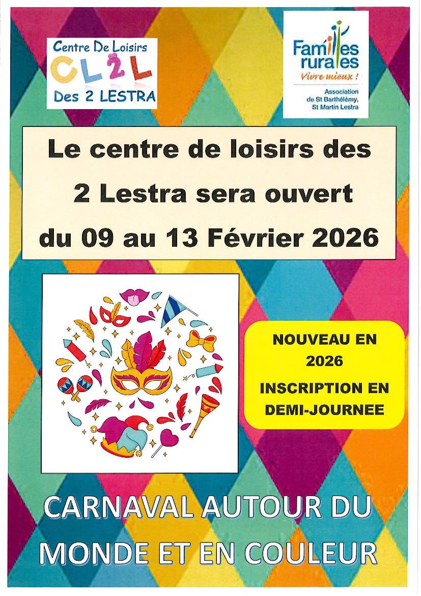 CENTRE DE LOISIRS -FEVRIER 2026- NOUVEAUTE….