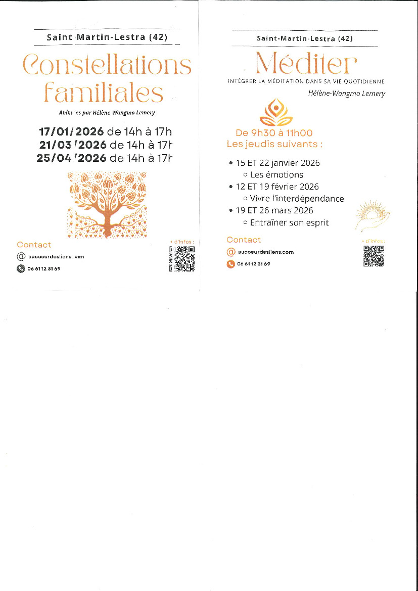 Ateliers « Au coeur des liens » de janvier à avril