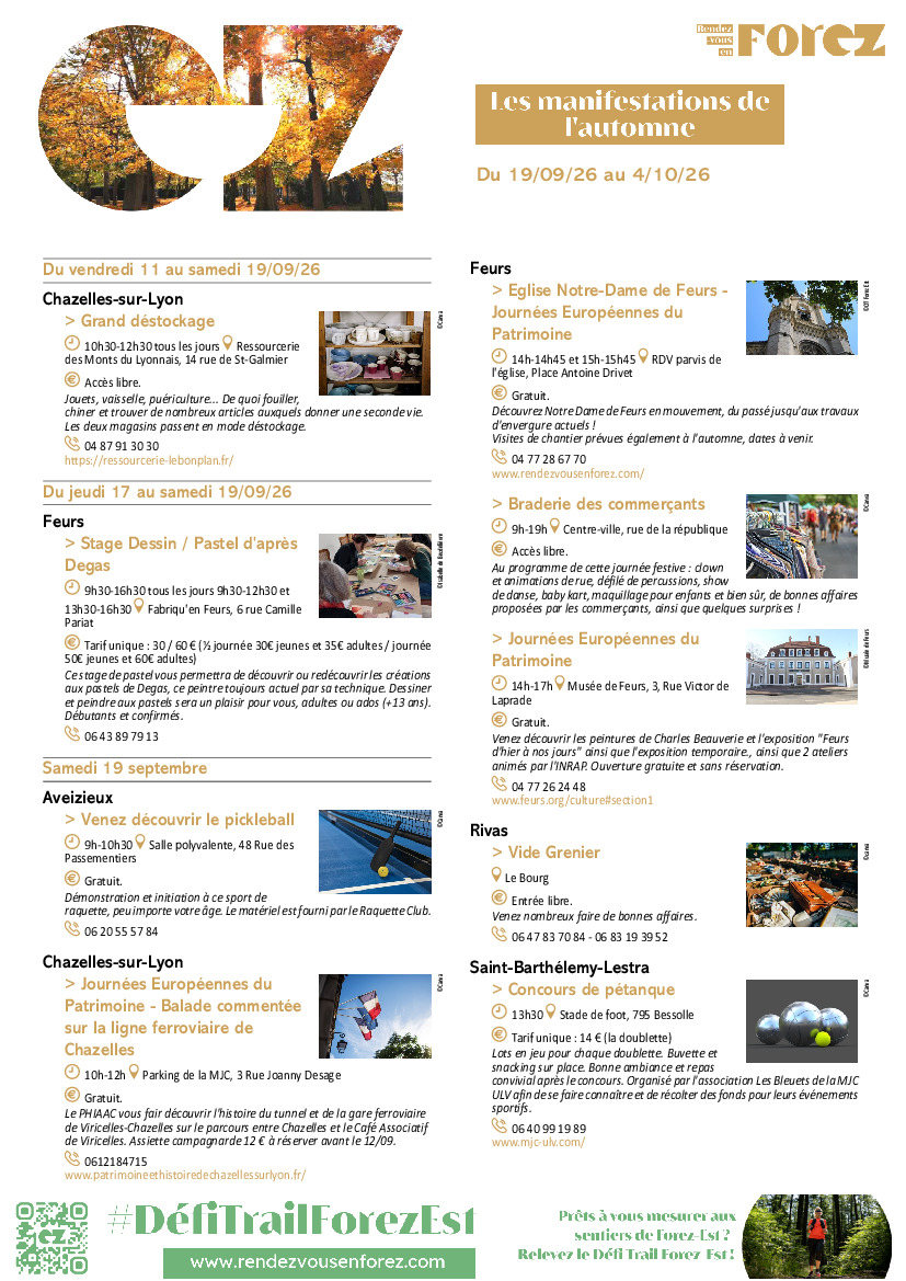 Les manifestations de la quinzaine sur Forez-Est !