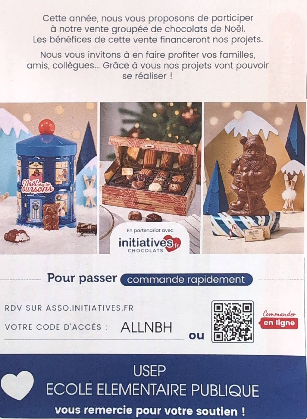 Vente de chocolats à l'école