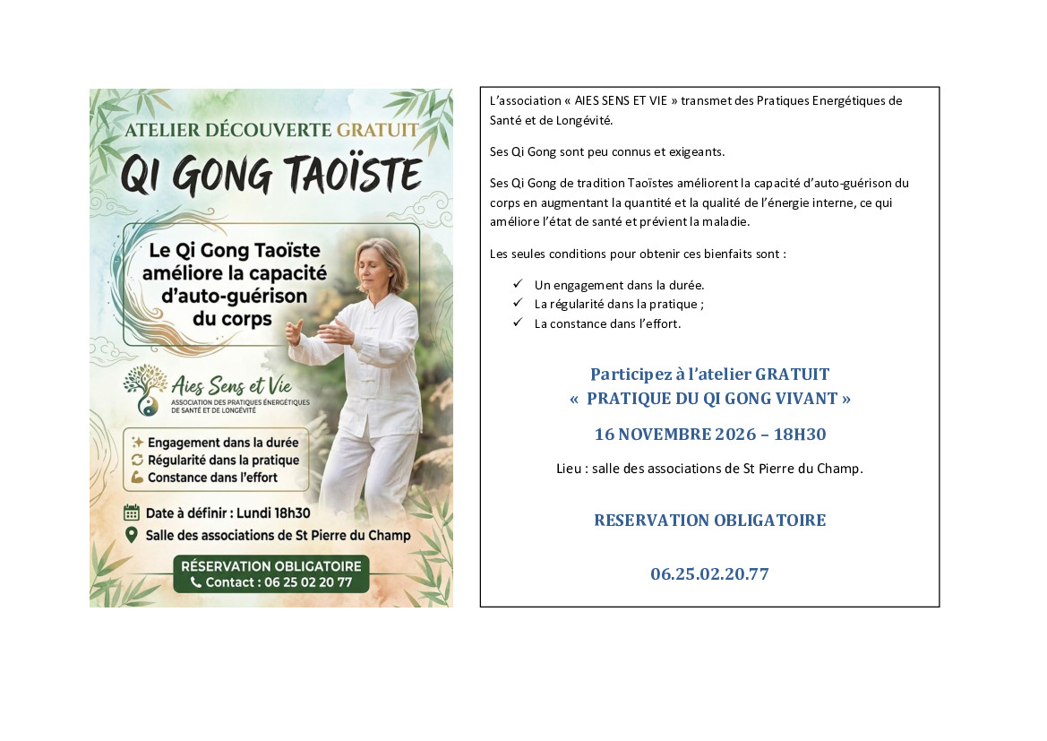 Atelier gratuit "Pratique du Qi-Gong vivant"