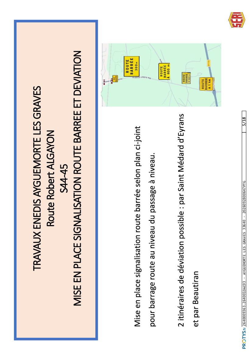 Information travaux : Fermeture rue de Mouniche et d'Algayon